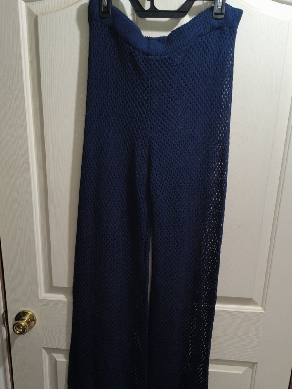 Shade & Shore Navy Open-Knit Wide-Leg Pants